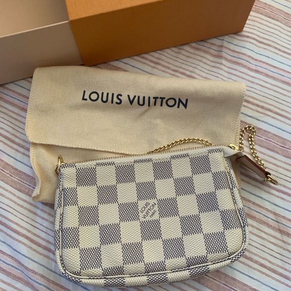 Louis Vuitton Handbags - Louis Vuitton Damier Azur Mini Pochette in White and Blue
